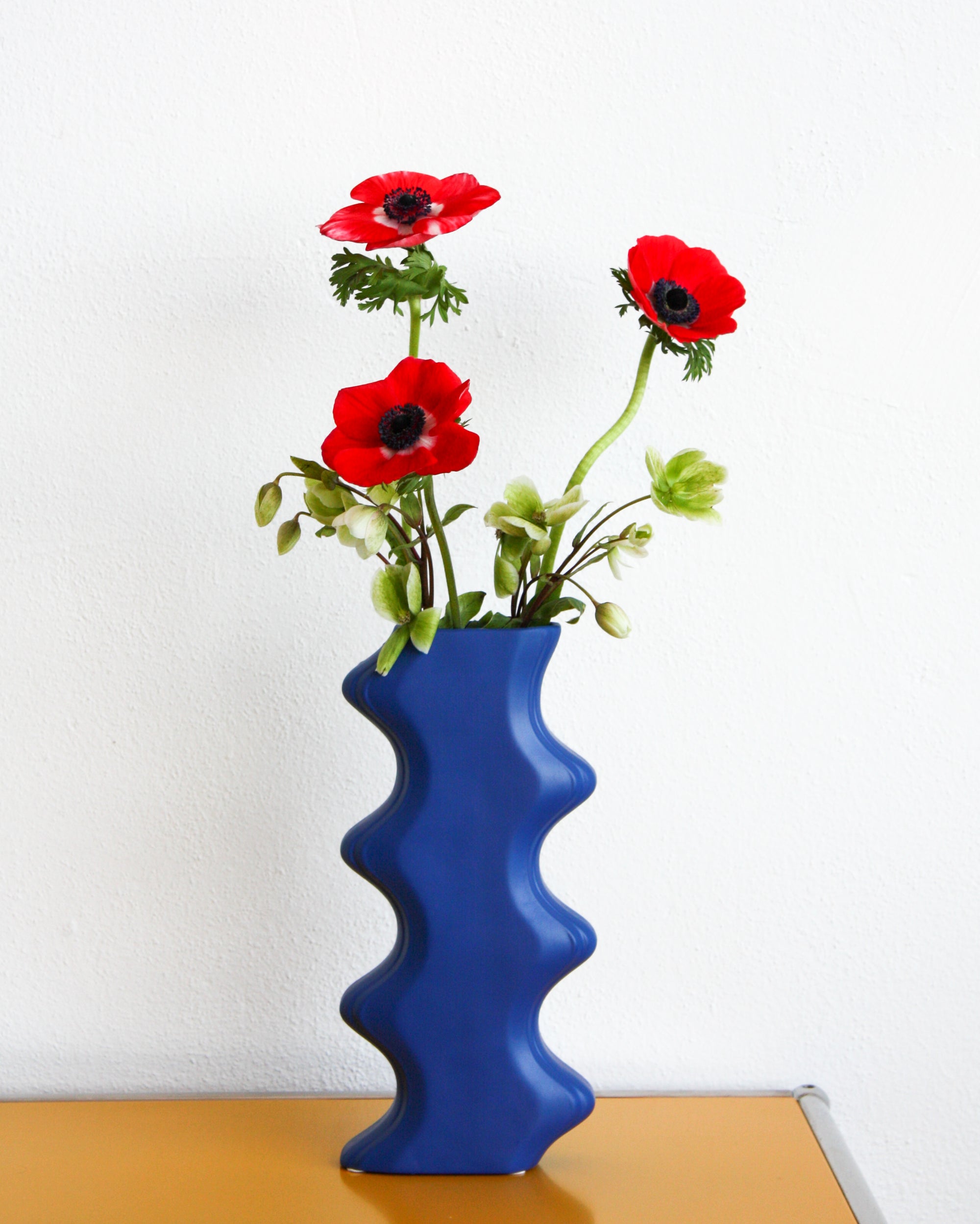 Wavy Ceramic Vase - Tall/Blue