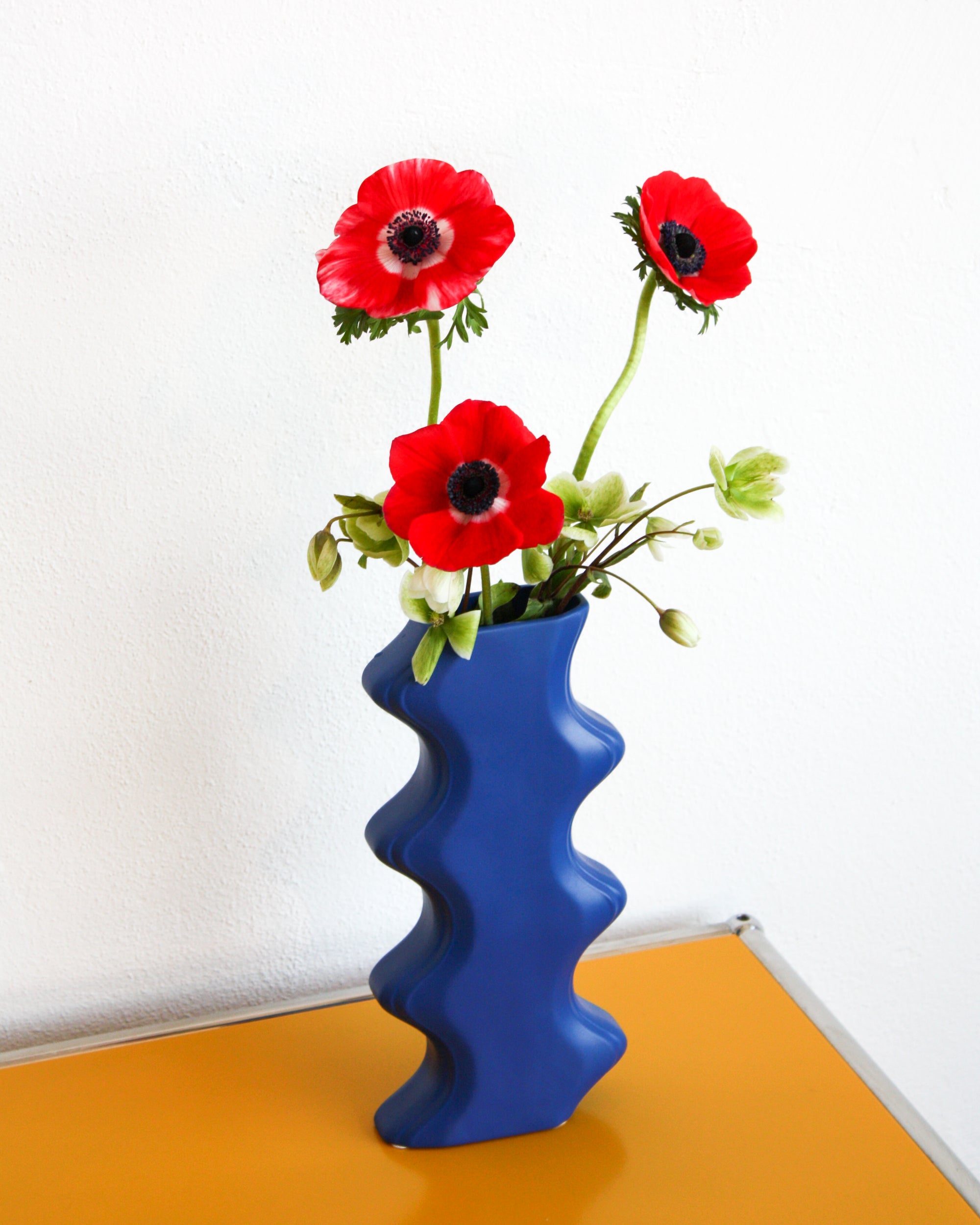 Wavy Ceramic Vase - Tall/Blue