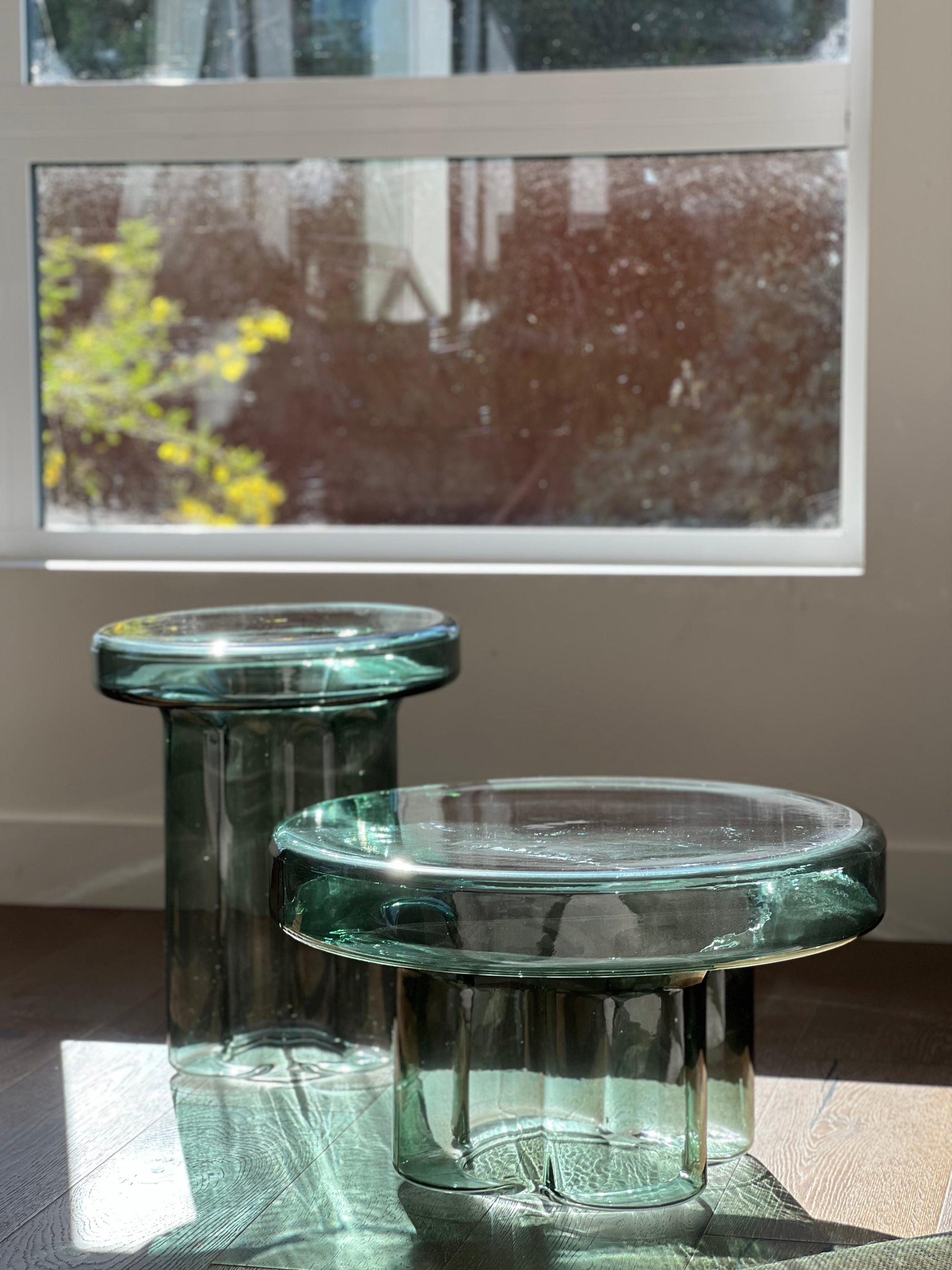 Wide Glass Soda End Table Dupe - Green