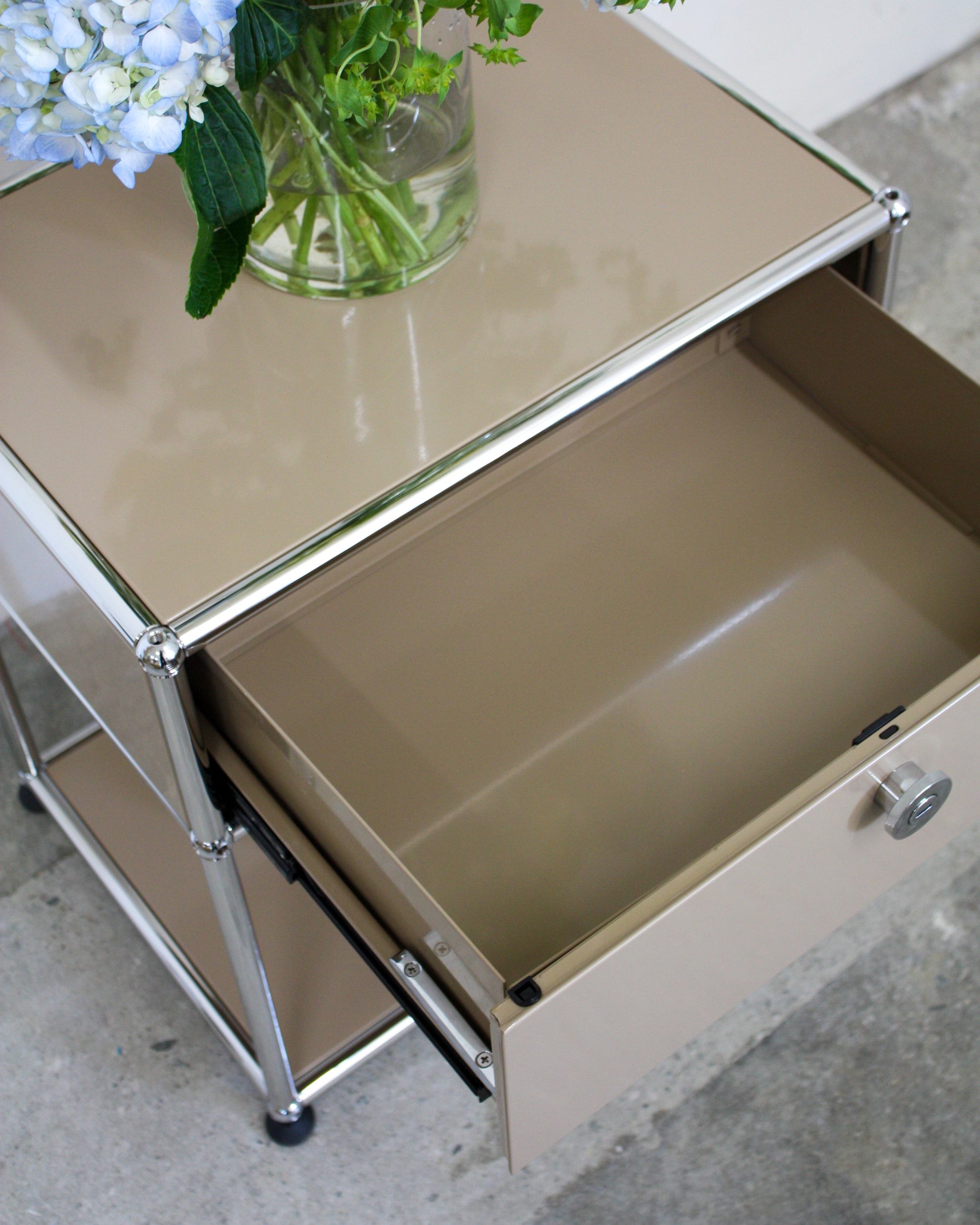 Nightstand Dupe with Drawer - Stainless Steel